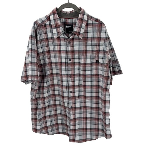Marmot Other - Marmot Grey Plaid Button-Up Short Sleeve Shirt Mens XL Lightweight Casual Wear